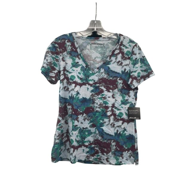 Eddie Bauer Womens Print Short Sleeve Top Multicolor Size Small New - Picture 1 of 9